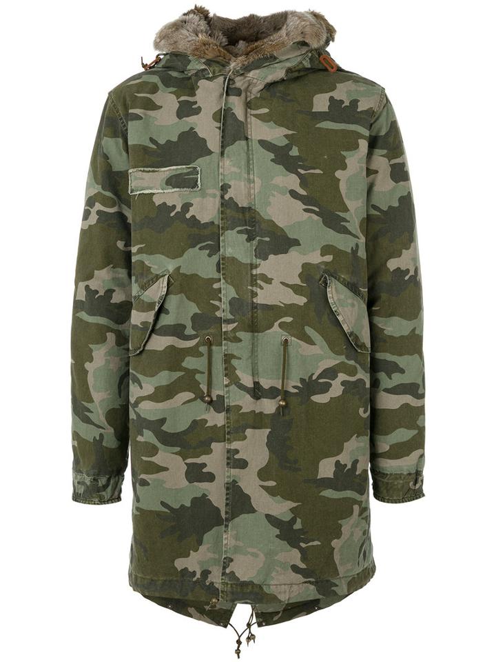 Mr & Mrs Italy - Camouflage Parka - Men - Cotton/leather/polyester/coyote Fur - M, Green, Cotton/leather/polyester/coyote Fur