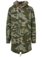 Mr & Mrs Italy - Camouflage Parka - Men - Cotton/leather/polyester/coyote Fur - M, Green, Cotton/leather/polyester/coyote Fur