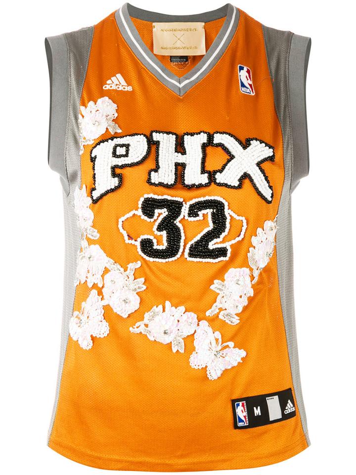 Night Market - Embellished 'nba' Short Tank Top - Women - Polyester - One Size, Women's, Yellow/orange, Polyester