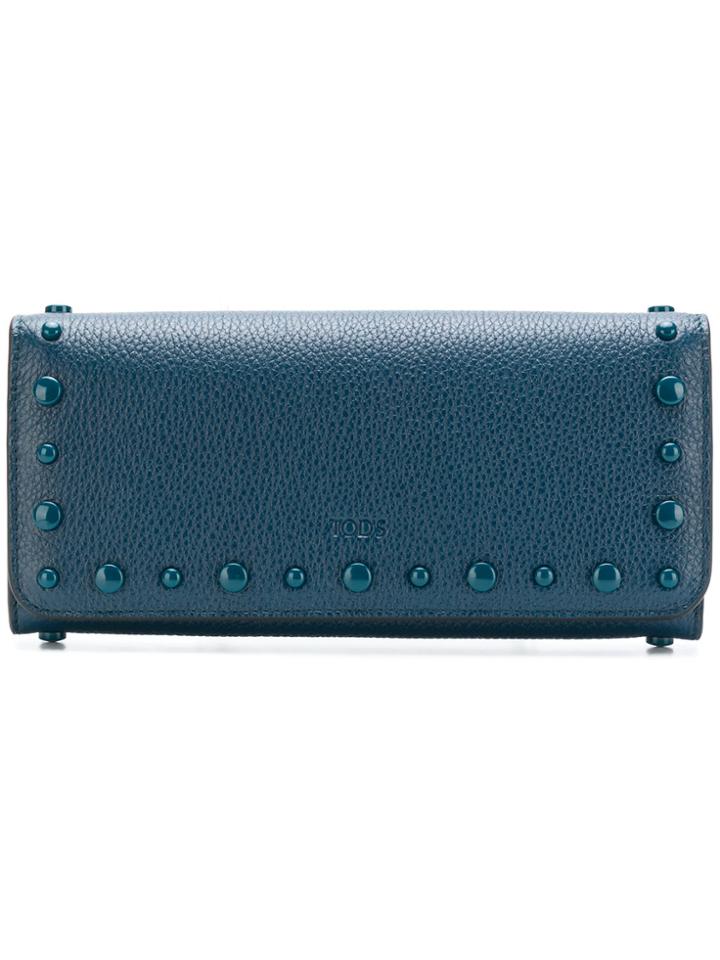 Tod's Enamel Stud Wallet - Blue