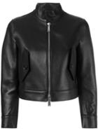 Dsquared2 Cropped Leather Jacket, Women's, Size: 42, Black, Sheep Skin/shearling/polyamide/spandex/elastane/viscose