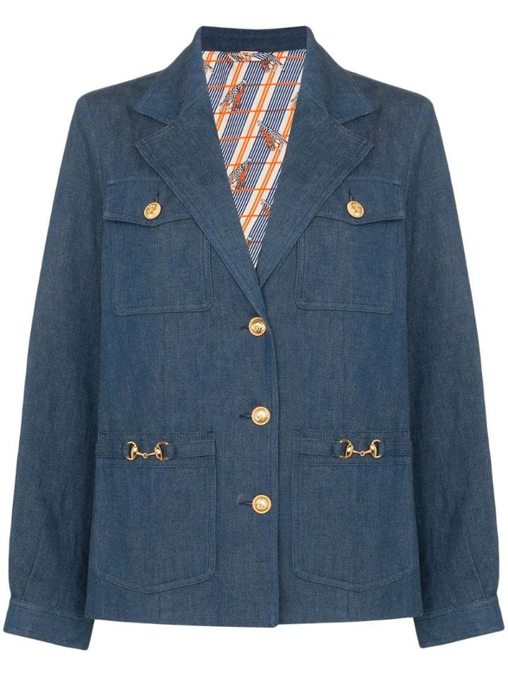 Gucci Gucci Clrd Ls Dnm Jkt W Lpls And Pckt Dt - Blue