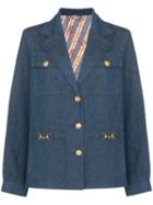 Gucci Gucci Clrd Ls Dnm Jkt W Lpls And Pckt Dt - Blue