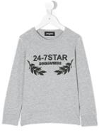 Dsquared2 Kids - Print Long Sleeved T-shirt - Kids - Cotton - 10 Yrs, Grey