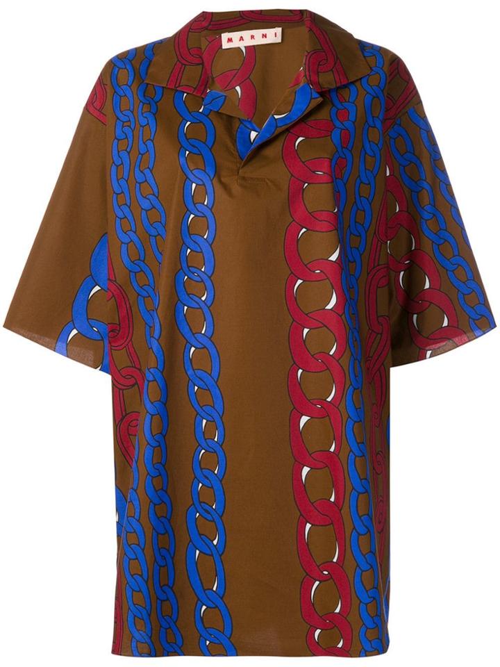 Marni Chain Print Oversized Shirt - Brown
