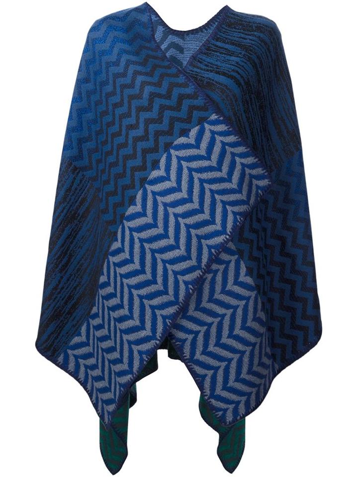 Missoni Square Chevron Cape, Women's, Blue, Wool/polyimide