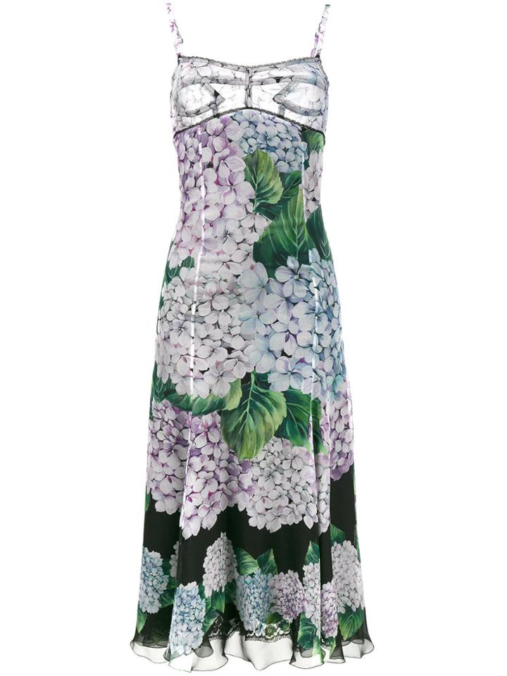 Dolce & Gabbana Hydrangea Print Midi Dress - Multicolour