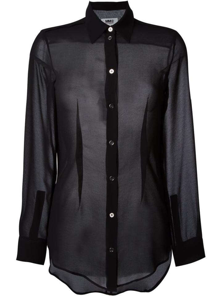Mm6 Maison Margiela Sheer Shirt, Women's, Size: 40, Black, Polyester