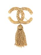 Chanel Pre-owned Cc Logos Fringe Motif Brooch Pin Corsage - Gold