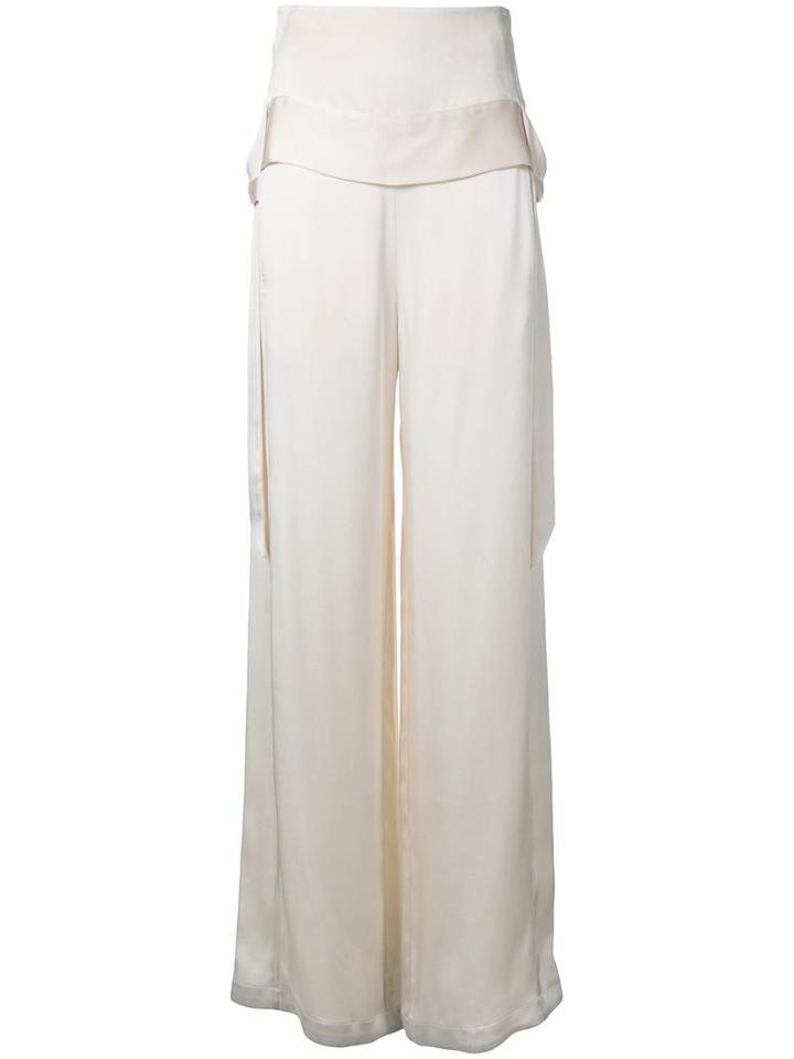 Kitx Wide-leg Trousers, Women's, Size: 12, White, Silk Satin