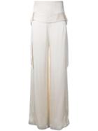 Kitx Wide-leg Trousers, Women's, Size: 12, White, Silk Satin