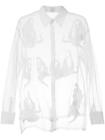 Ikumi Embellished Sheer Mid-length Shirt - White