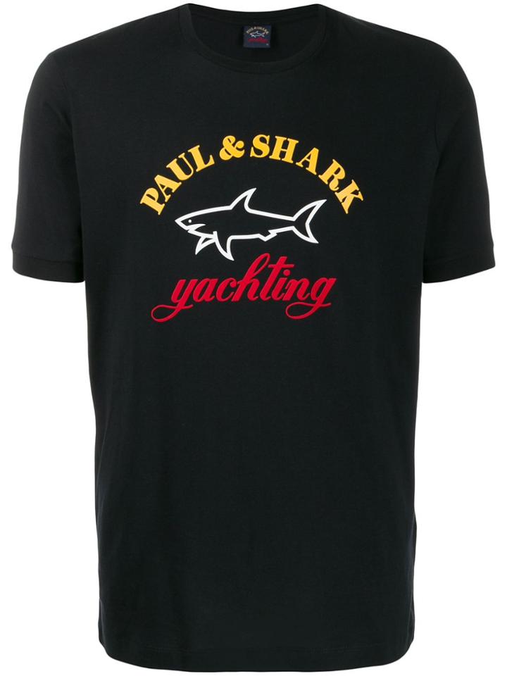 Paul & Shark Logo Print Organic Cotton T-shirt - Black