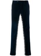 Paura Logo Velvet Slim-fit Trousers - Blue