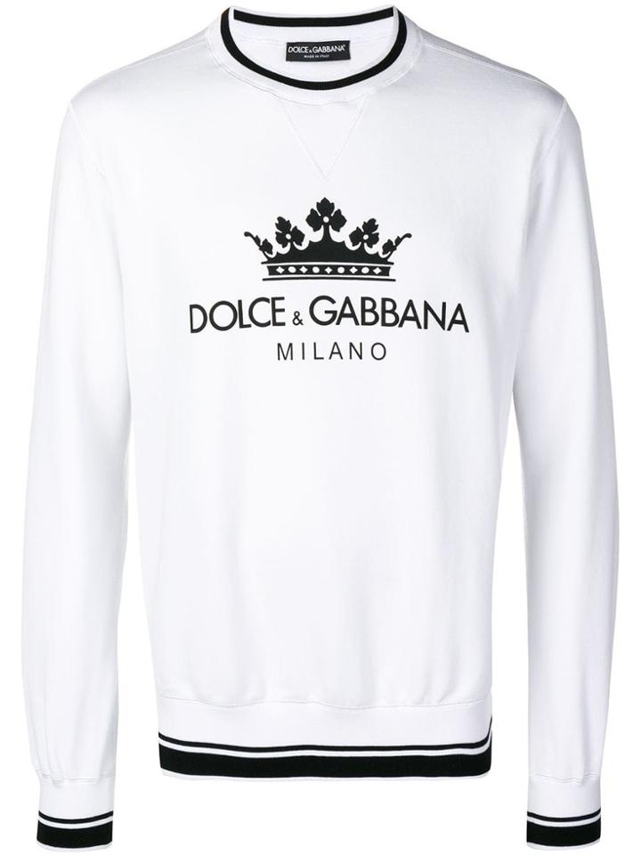 Dolce & Gabbana Contrast Logo Sweatshirt - White