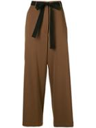 Hache Belted Palazzo Trousers - Brown