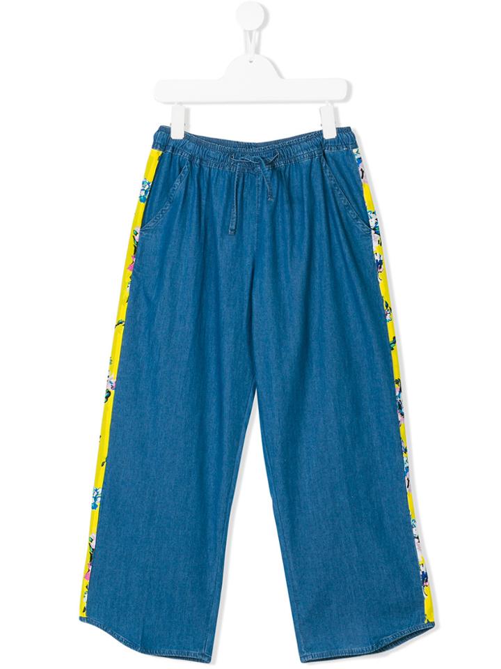 Msgm Kids Denim Wide-leg Trousers - Blue