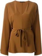 The Row V-neck Blouse, Women's, Size: Medium, Brown, Silk
