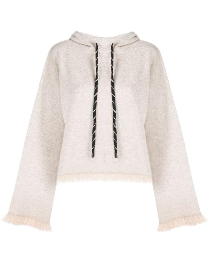 Zoe Jordan Fringed Hoodie - Neutrals
