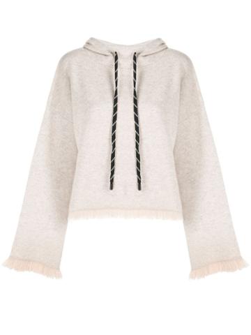 Zoe Jordan Fringed Hoodie - Neutrals
