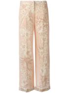 Valentino Embroidered Trousers, Women's, Size: Large, Nude/neutrals, Virgin Wool/silk/lyocell/spandex/elastane