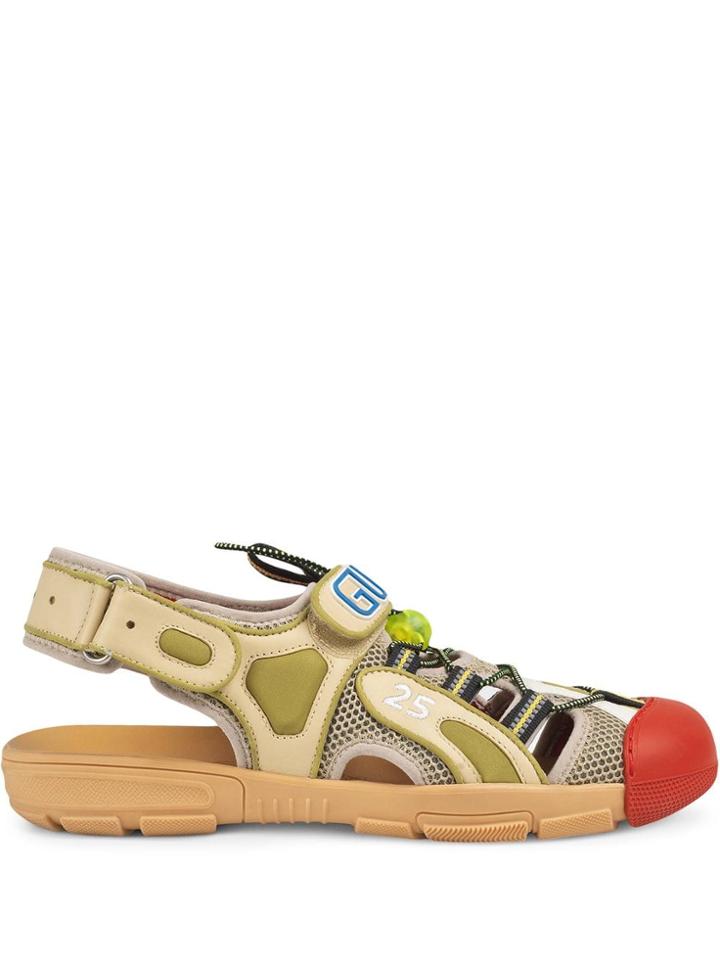 Gucci Men's Leather And Mesh Sandal - Neutrals