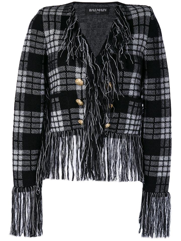 Balmain - Fringe Trim Jacket - Women - Polyamide/viscose/mohair/wool - 38, Black, Polyamide/viscose/mohair/wool