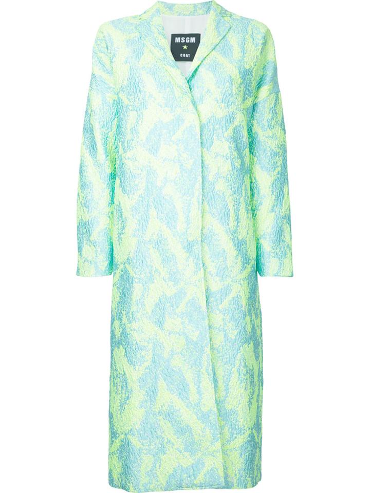 Msgm Textured Midi Coat - Green