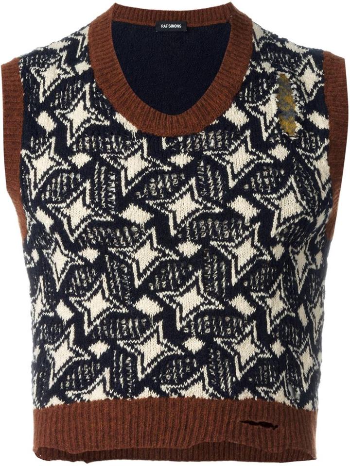 Raf Simons Cropped Intarsia Knit Vest