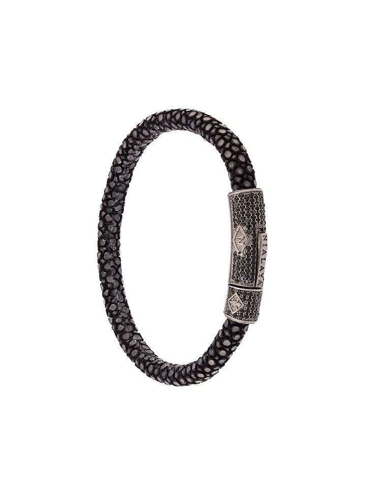 Nialaya Jewelry Lock Bracelet, Men's, Size: Large, Black