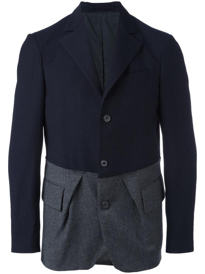 Wooster + Lardini Contrast Panel Blazer, Men's, Size: 52, Blue, Wool/viscose/cotton
