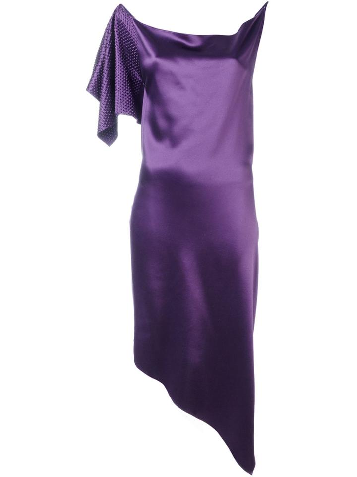 Area Draped One Sleeve Dress - Pink & Purple