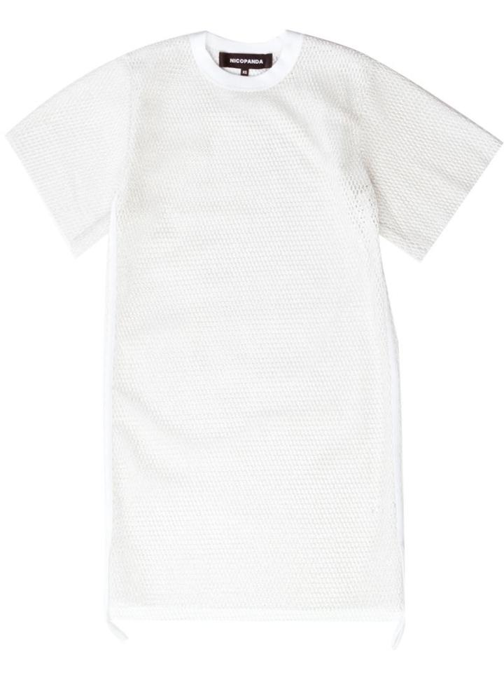 Nicopanda Mesh T-shirt Dress, Women's, Size: L, White, Polyester