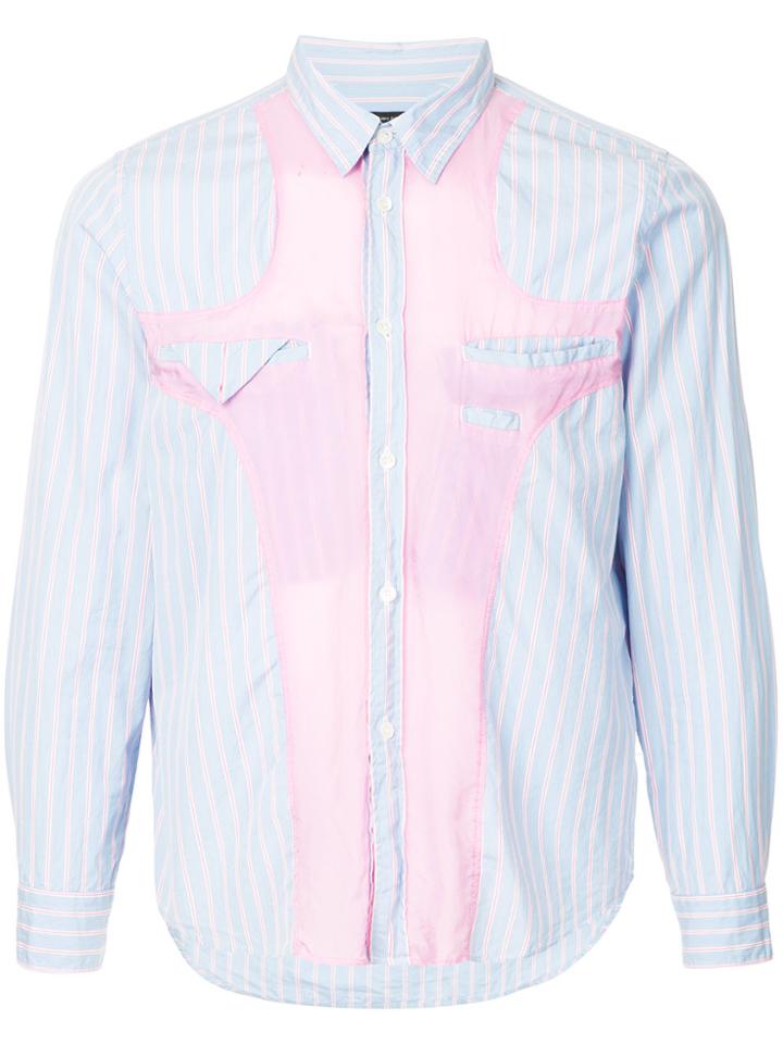 Comme Des Garçons Vintage Paneled Striped Shirt - Blue