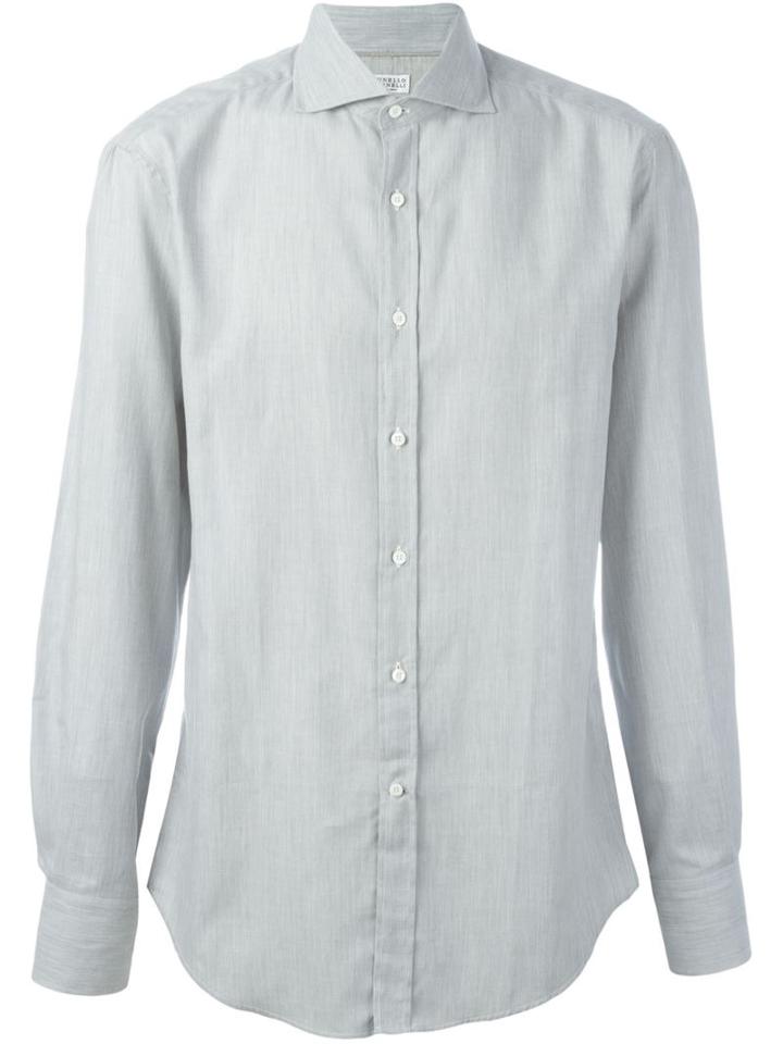 Brunello Cucinelli Classic Shirt, Men's, Size: Xxxl, Grey, Cotton