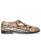 Burberry Vintage Check Leather T-bar Shoes - Brown