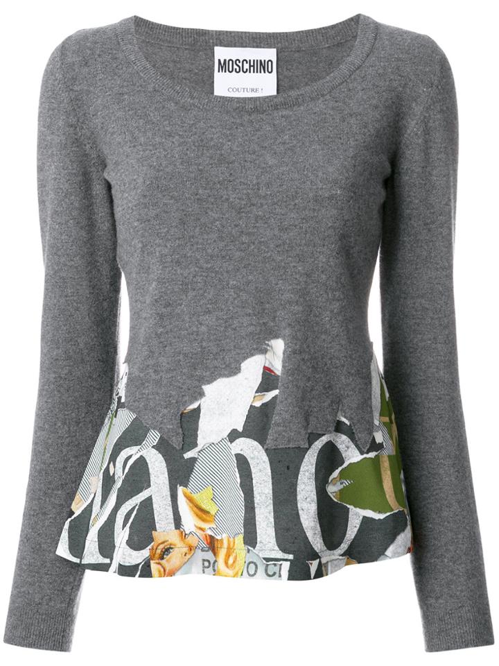 Moschino Long Sleeved Cut Away Sweatshirt - Grey