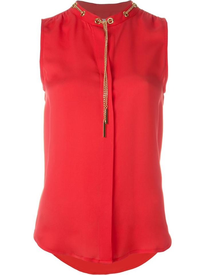 Michael Michael Kors Chain Neck Detail Top, Women's, Size: Medium, Pink/purple, Silk