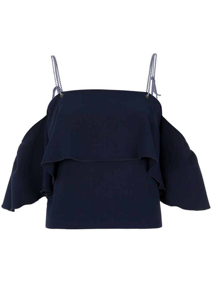 Nk Ruffle Cropped Top - Blue