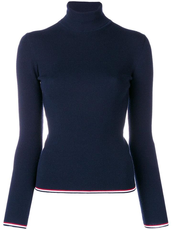 Thom Browne Rwb Tipping Stripe Merino Turtleneck - Blue