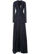 J. Mendel - Leopard Print A-line Gown - Women - Silk/polyester - 16, Blue, Silk/polyester