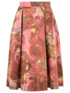 Gloria Coelho Printed Midi Skirt - Yellow & Orange