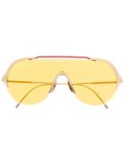 Thom Browne Eyewear White Gold & Red Sunglasses - Metallic