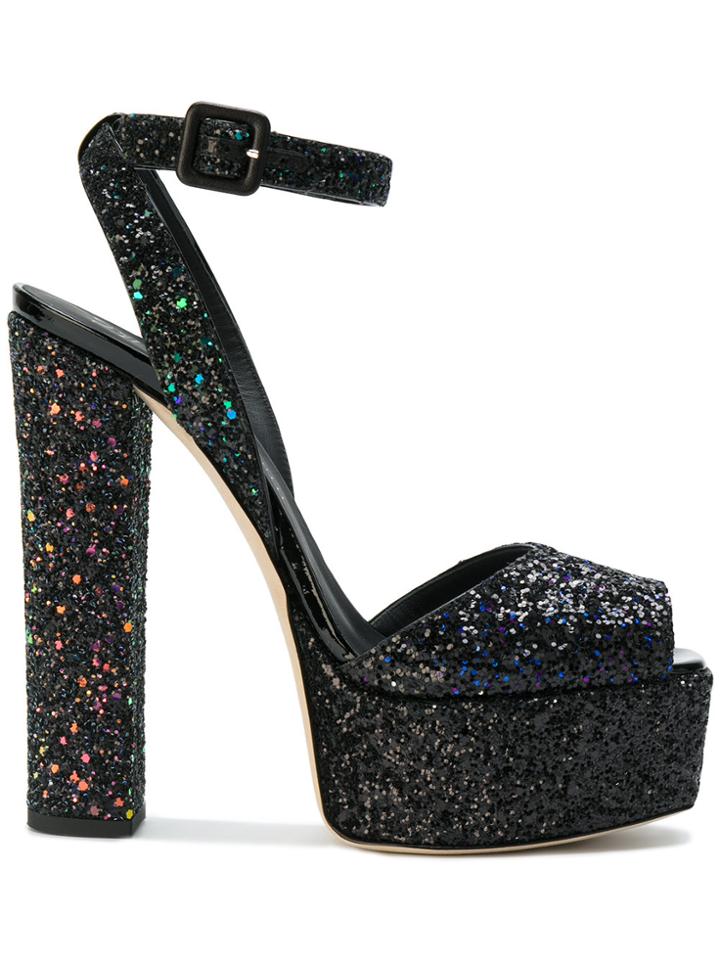 Giuseppe Zanotti Design Betty Bold Glitter Sandals - Black