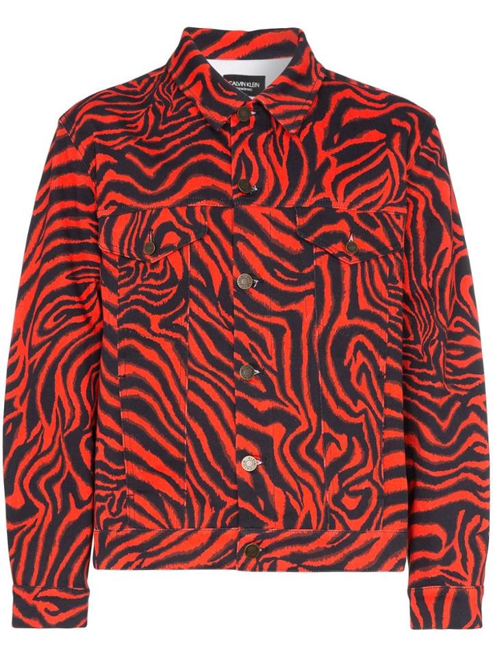 Calvin Klein 205w39nyc Zebra Pattern Denim Jacket - Red