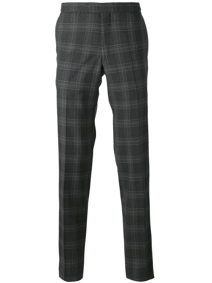 Fashion Clinic Timeless Plaid Tailored Trousers, Men's, Size: 48, Grey, Wool