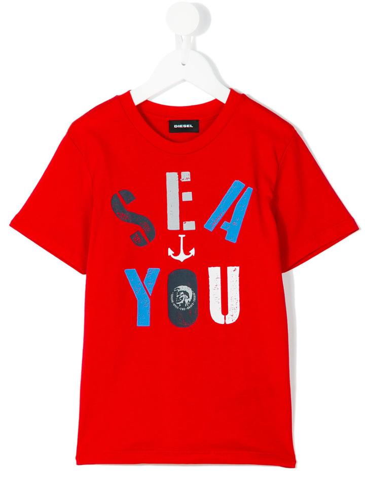 Diesel Kids - Logo Print T-shirt - Kids - Cotton - 4 Yrs, Red