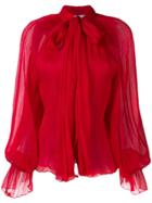 Atu Body Couture Floaty Pussy Bow Blouse - Red