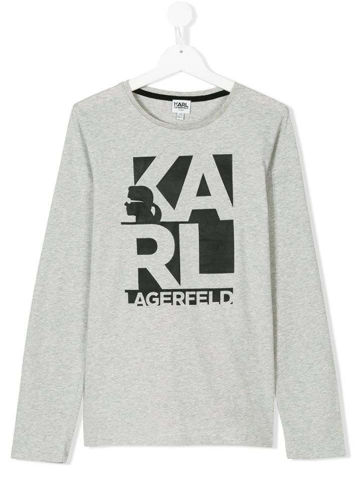 Karl Lagerfeld Kids Long-sleeved Branded Sweatshirt - Grey