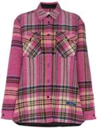 We11done Oversized Checked Wool Shirt - Pink & Purple